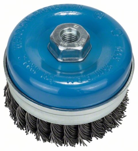 CUP BRUSHES - KNOTTED WIRE75 MM 0.5 MM THICK WIRE - THREAD M10